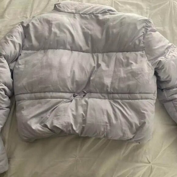 Double Zero Lilac Quilted Puffer Jacket Coat Women Size Medium Cropped High Neck - Picture 9 of 10